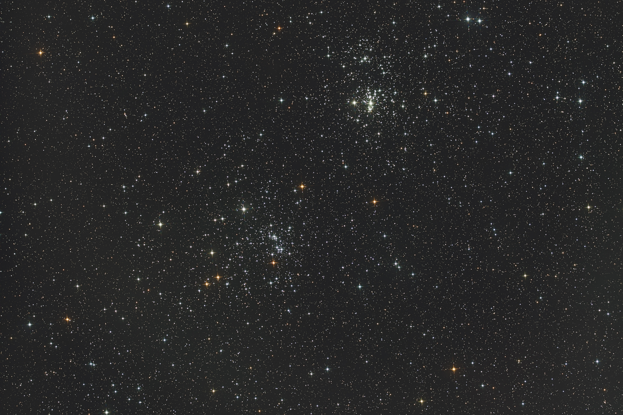 Double cluster h and chi Persei, NGC 869 and NGC 884 in the constellation Cassiopeia